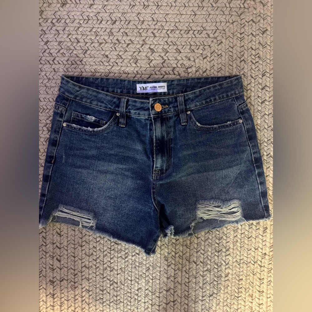 YMI Distressed Dark Blue Jean Shorts